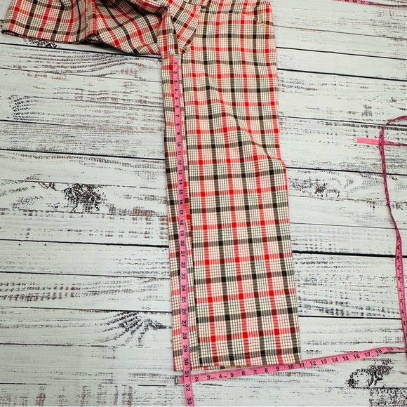 Vintage Handmade Women’s Size 4 / 6 Red White Brown Plaid Wide Leg Pants - Picture 10 of 13